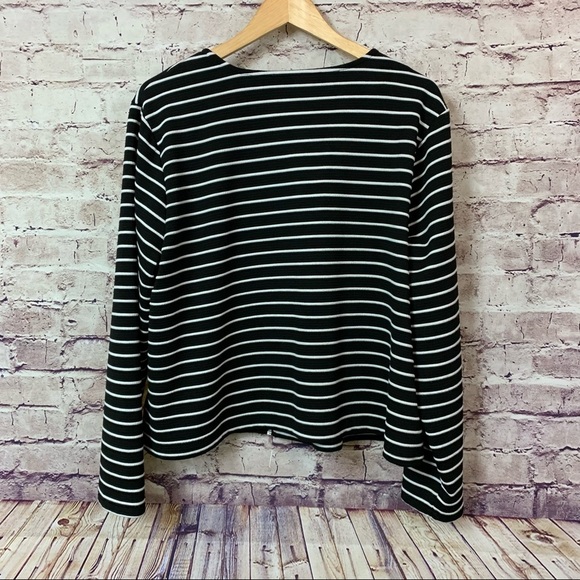 Apt. 9 Black Striped Zipper Front Long Sleeve Cardigan Jacket - Picture 5 of 11